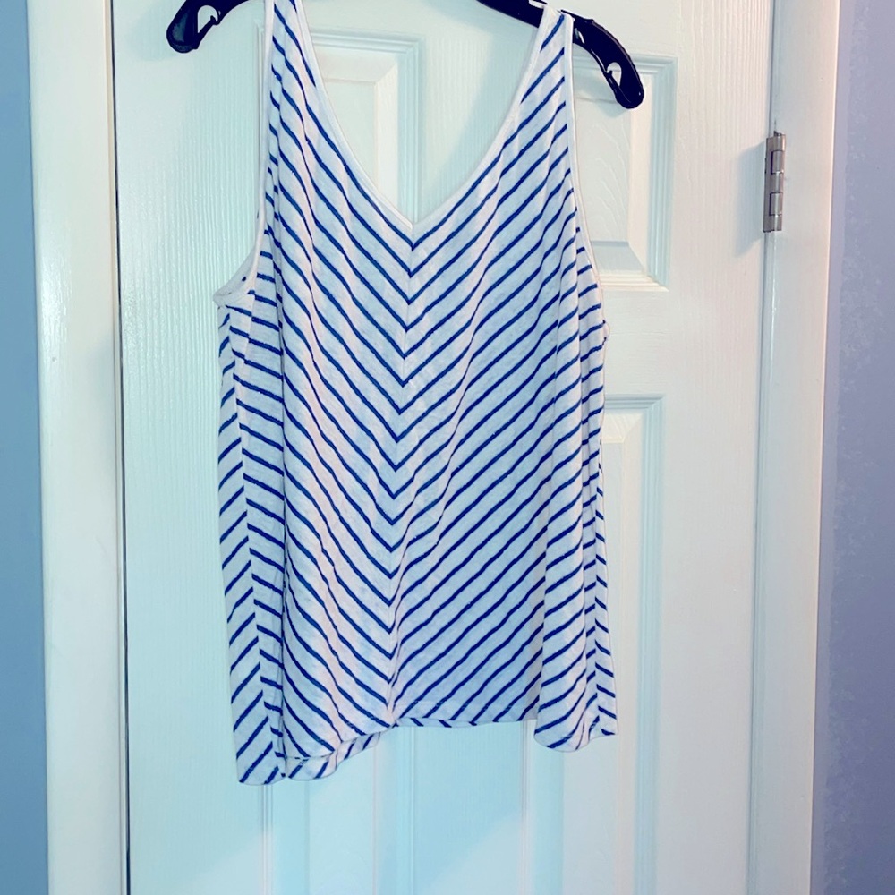 Loft tank size XXL. Blue silver and white striped good condition!